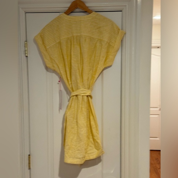 NWT Parker Linen Mini Dress Yellow/White Size‎ Small - Picture 3 of 5